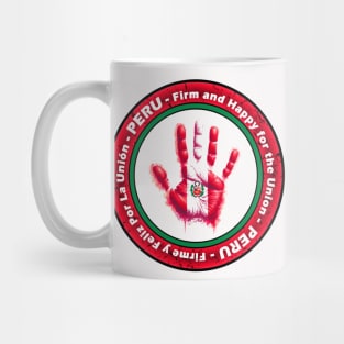 Peruvian Pride Handprint Flag with Peru Country Motto Mug